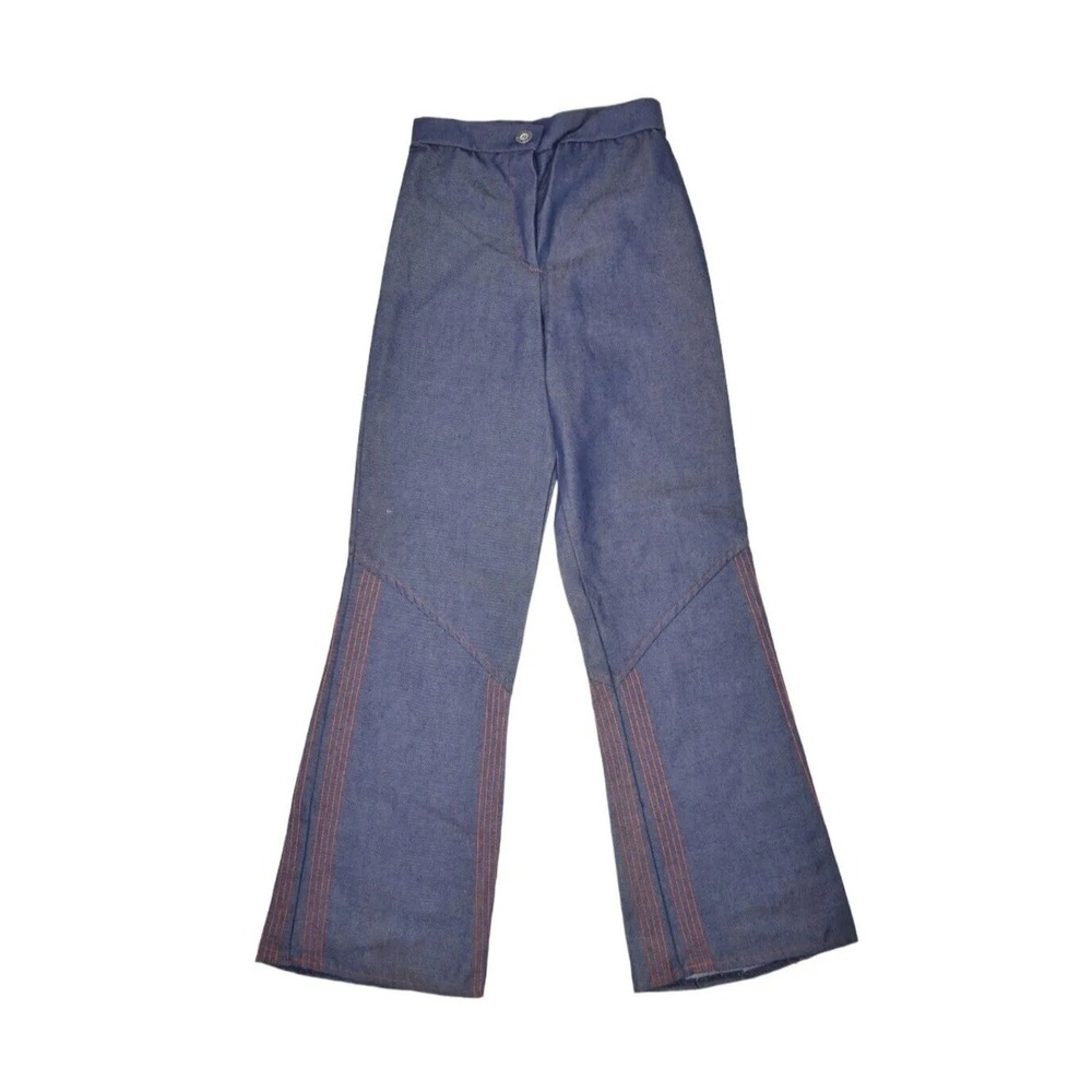 Vintage Flare Jeans Womens 23x28 Wide Leg Dark Wash Hippy Striped Giddy Girls 80